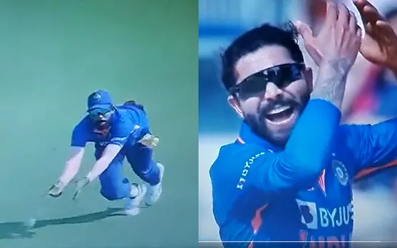 Ravindra Jadeja screaming after Mohammed Siraj dropped a tough catch (Source - Twitter)