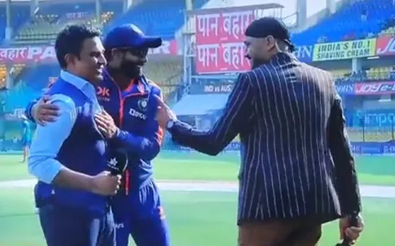 Ravindra Jadeja and Sanjay Manjrekar hugging each other(Source - Twitter)