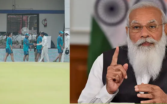 Narendra Modi set to toss the coin in 4th Test (Source - Twitter)