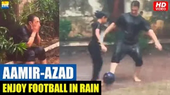 Aamir Khan's Son Azad Beats Him At Football As They Enjoy Playing It In Mumbai Rain