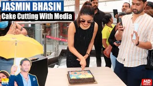 Joyous Jasmin Bhasin Celebrates Her Birthday By Cutting A Cake With Media