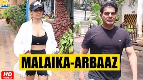 Malaika Arora In Yoga Sleeves And Shorts; Ex-husband Arbaaz Khan In Black T-Shirt