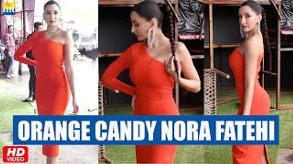 Nora Fatehi Raises Temperature In Orange One Shoulder Dress On 'Dance Deewane Juniors' Sets