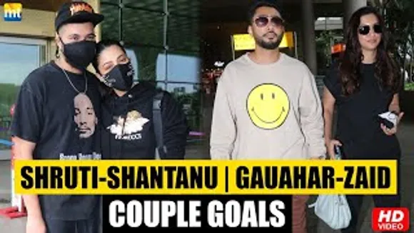 Shruti Haasan With BF Santanu Shinning In All Black; Gauahar Khan & Zaid Darbar At Airport