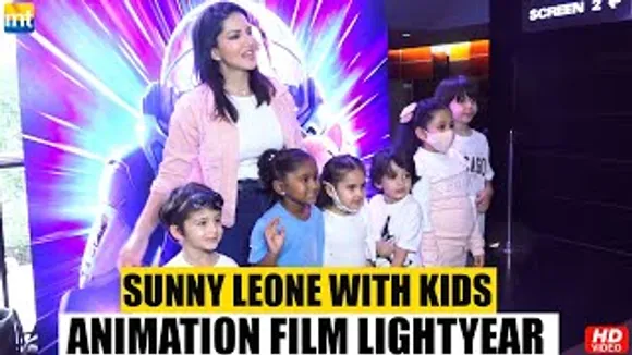 Gorgeous Mom Sunny Leone Arrives With Her Cute Kids At Screening Of Animation Film 'Lightyear'