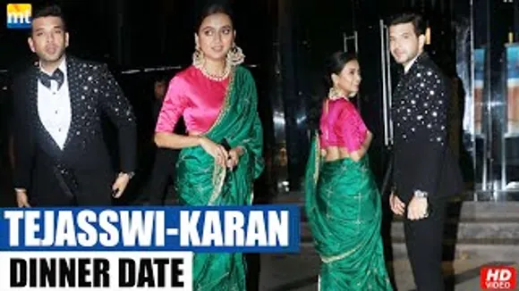 Tejasswi Prakash In Never Seen Before Saree Look With BF Karan Kundrra On Dinner Date