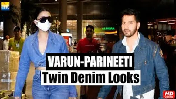 Varun Dhawan & Parineeti Chopra Twin In Blue Denim Looks As They Return In Mumbai