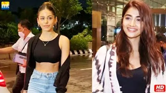Pooja Hegde Leaves For Shoot Of Mahesh Babu's SSMB 28, Alaya F Flaunts Her Abs In Black Sleevless