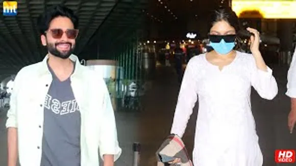 Bhumi Pednekar in all white Traditional Dress, Jackky Bhagnani with all Smile at airport