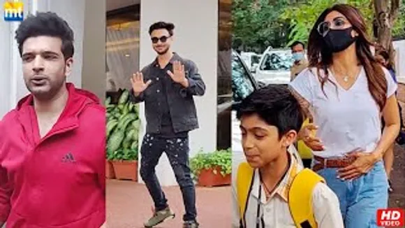 Karan Kundrra at Gym, Aayush Sharma at Anand Pandit's office, Shilpa Shetty & Daniel Weber With Their kids