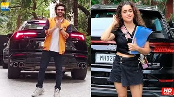 Kartik Aaryan In Lamborghini Urus Woth Rs 4.5 Crore At Maddock Films Office; Sanya Malhotra At RSVP's Office