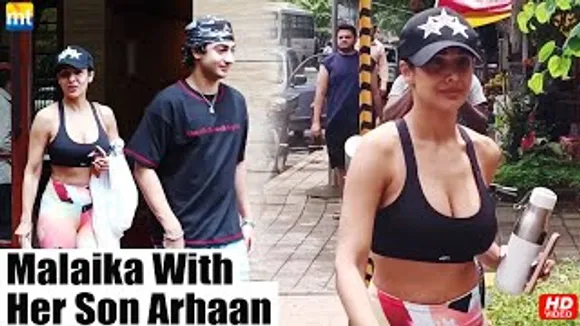 Malaika Arora in slim fit goes out for Gym, Her Son Arhan Khan comes to Drop her to the car