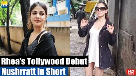 Rhea Chakraborty Papped Amidst Her Tollywood Debut News, Nushrratt Bharuccha Smiles In White Shorts & Jacket