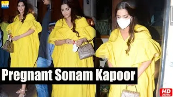 Sonam Kapoor Flaunts Her Baby Bump In A Yellow Dress As She Steps Out For A Dinner In The City