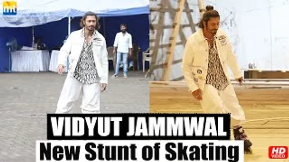 Vidyut Jammwal's New Stunt of Skating to reach the vanity in quick time during the rain