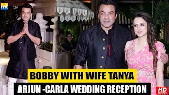 Japnaam Babaji Bobby Deol with Wife Tanya arrive at Arjun Kunango & Carla Dennis's Wedding Bash