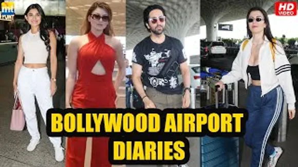 Doctor G Ayushmann Khurrana, Red Hot Urvashi Rautela, Sexy Giorgia Andriani, Kanika Mann at airport