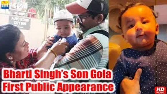Bharti Singh's son Gola Aka Laksh FIRST Public Visual with Father Haarsh Limbachiyaa at airport