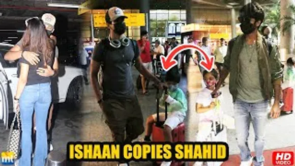 Shahid Kapoor carries his Kids on Rolling Bag instead of Arm, Ishaan Khatter copies Big Bro