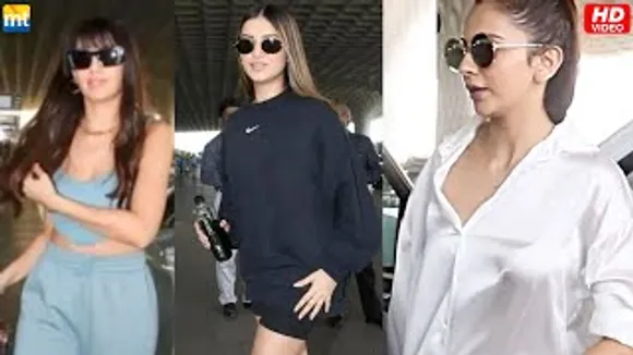 Nora Fatehi giving Fitness Goal, Rakul Preet in Shinny White Dress, Tara Sutaria in Black Shorts At Airport