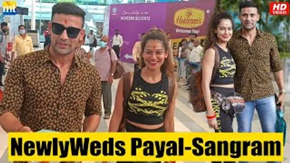 Newlyweds Payal Rohatgi & Sangram Singh first Public appearance after marriage, distribute sweets