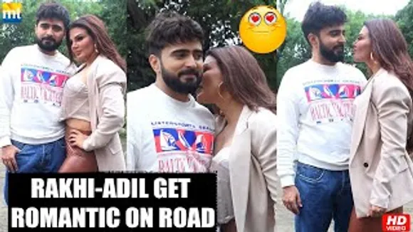 Rakhi Sawant gets Romantic with Bf Adil Khan on road during the shoot of their first music video