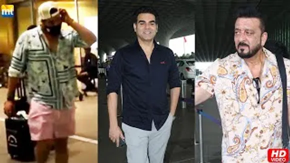 Handsome Hunk Sanjay Dutt, Arbaaz Khan flying from Mumbai, Aly Goni in pink Bermuda at airport