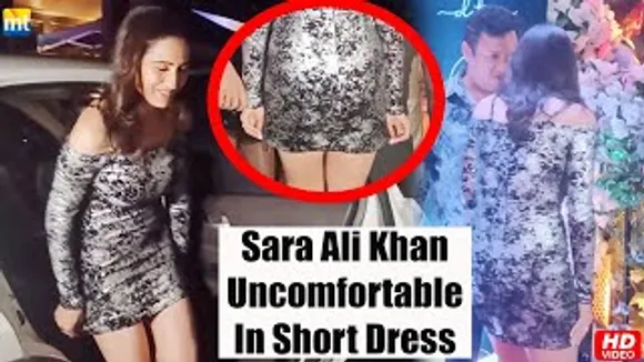 Sara Ali Khan feels UNCOMFORTABLE in Short Dress at Ditas Restro & Bar Opening