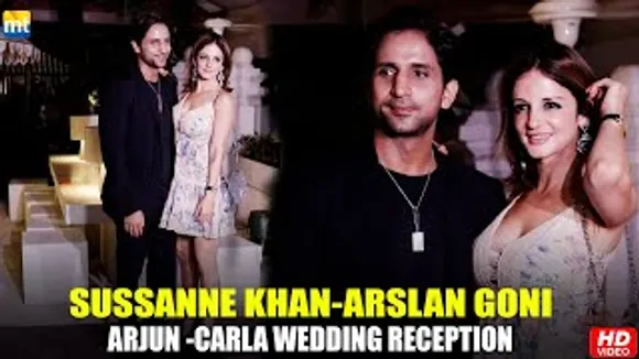 Hrithik Roshan's EX-Wife Sussanne Khan with her New Husband Arslan Goni at Arjun-Carla Wedding Party