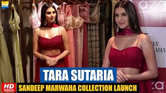 Tara Sutaria looks Fabulous In Red Wine Ethinic Dress at Sandeep Marwaha's Collection Launch
