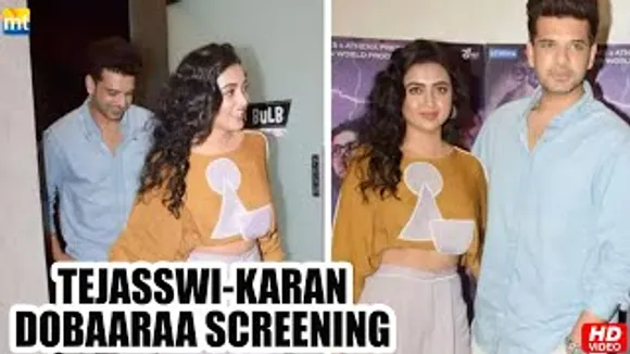 Tejasswi Prakash Shows her Belly in short top with BF Karan Kundra at 'Dobaaraa' Screening