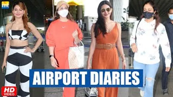 Cute Urvashi Rautela, Parineeti & Amyra in Orange And Drishyam 2 actress Tabu in Full T-shirt At The Airport