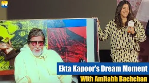Ekta Kapoor completes her Dream of taking a pic with Amitabh Bachchan on Zoom At 'Goodbye' Trailer Launch