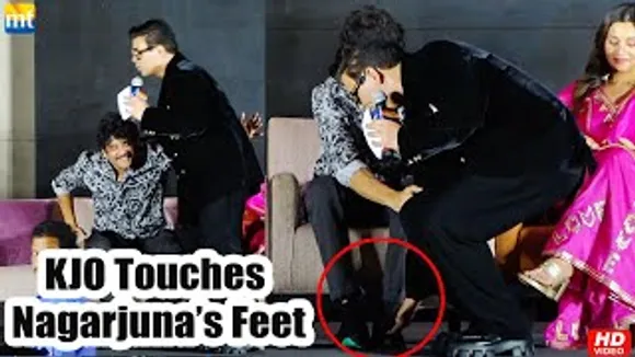 Karan Johar Touched Superstar Nagarjuna Feet in front of thousands at Brahmastra event