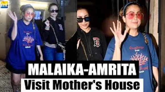 Sisters Malaika Arora And Amrita Arora visit mother's house at late night