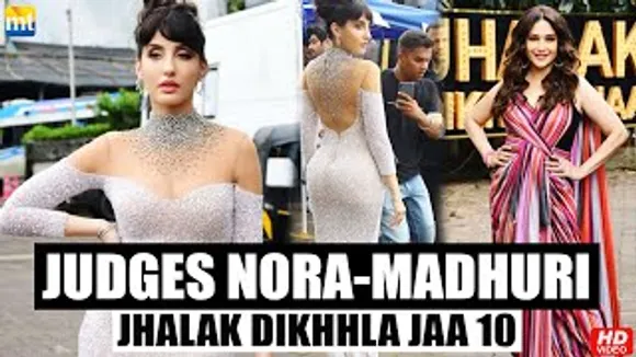 Nora Fatehi & Madhuri Dixit both judges dressed to impress as they shoot for Jhalak Dikhhla Jaa 10