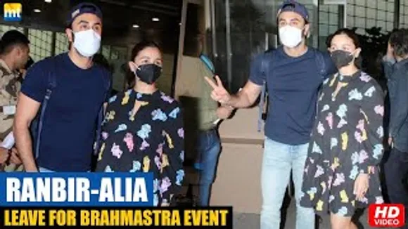 PREGNANT Alia Bhatt with hubby Ranbir Kapoor leave for Brahmastra Hyderabad event with Jr. NTR