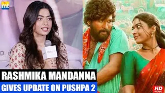 Srivalli Rashmika Mandanna gives an update on Allu Arjun's Pushpa 2 shooting At 'Goodbye' Trailer Launch