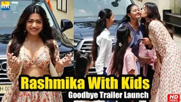 Rashmika Mandanna's cute gesture towards the kids has our hearts! 💕 At Goodbye Trailer Launch