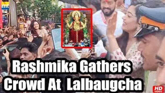 South Actress Rashmika Mandanna causes Crowd at Lalbaugcha Raja Entry Gate
