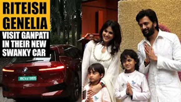 Riteish Deshmukh & Genelia DSouza arrive in their new Swanky 1Cr BMW iX Ev Car for Ganpati Darshan