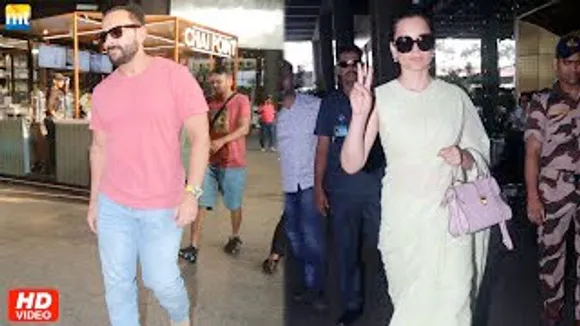 Vikram Saif Ali Khan Arrives Ahead Of Vikram Vedha Release, Kangana Ranaut Back In City