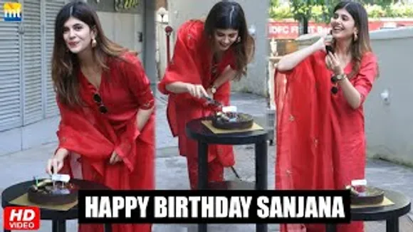 Sanjana Sanghi looks ravishing in red as she celebrates her birthday-eve with the media