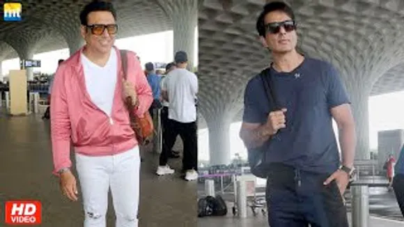 Hero No. 1 Govinda looks Stylish, Real Hero Sonu Sood in super cool mood at airport