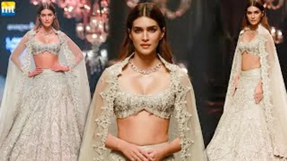 Adipurush actress Kriti Sanon walks the ramp in an embellished Lehenga at Lakme Fashion Week 2022