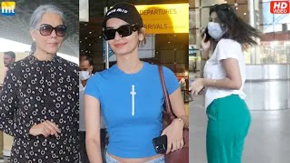 Tehran Actress Manushi Chhillar, Anjali Arora in Green pants. Old is Gold Zeenat Aman And Gulki Joshi At The Airport