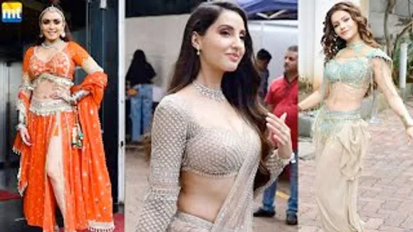 Nora Fatehi looks stunning in Saree, Rubina Dilaik shows Belly Dance, Amruta Khanvilkar In Red On 'Jhalak Dikhhla Jaa 10' Sets