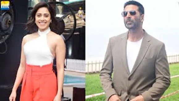 Ram Setu's husband and Wife Akshay Kumar & Nushrrat Bharuccha looking beautiful together During The Movie Promotion