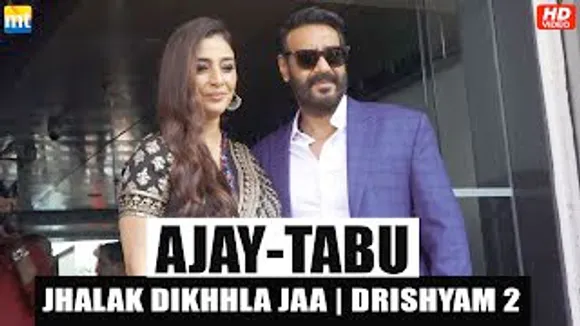 Ajay Devgn with Gorgeous Tabu on the sets of Madhuri Dixit's 'Jhalak Dikhhla Jaa 10' for 'Drishyam 2'