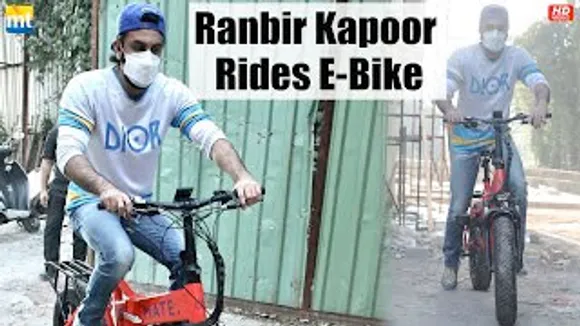 Ranbir Kapoor arrives by E-Bike to check his under-construction bungalow Krishna Raj